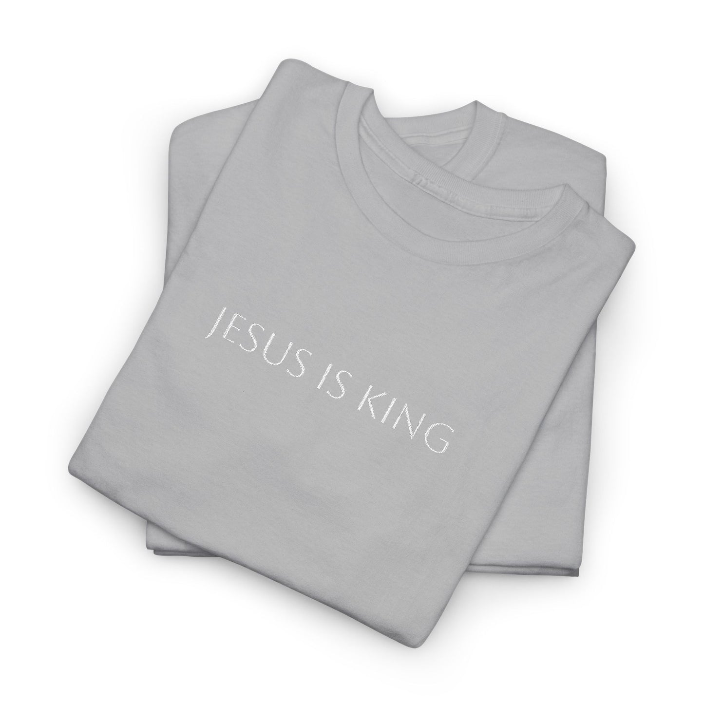 Embroidered Jesus is King Unisex Cotton Tee, Inspirational T-Shirt, Christian Gift, Faith-Based Apparel, Casual Wear, Religious Statement Top