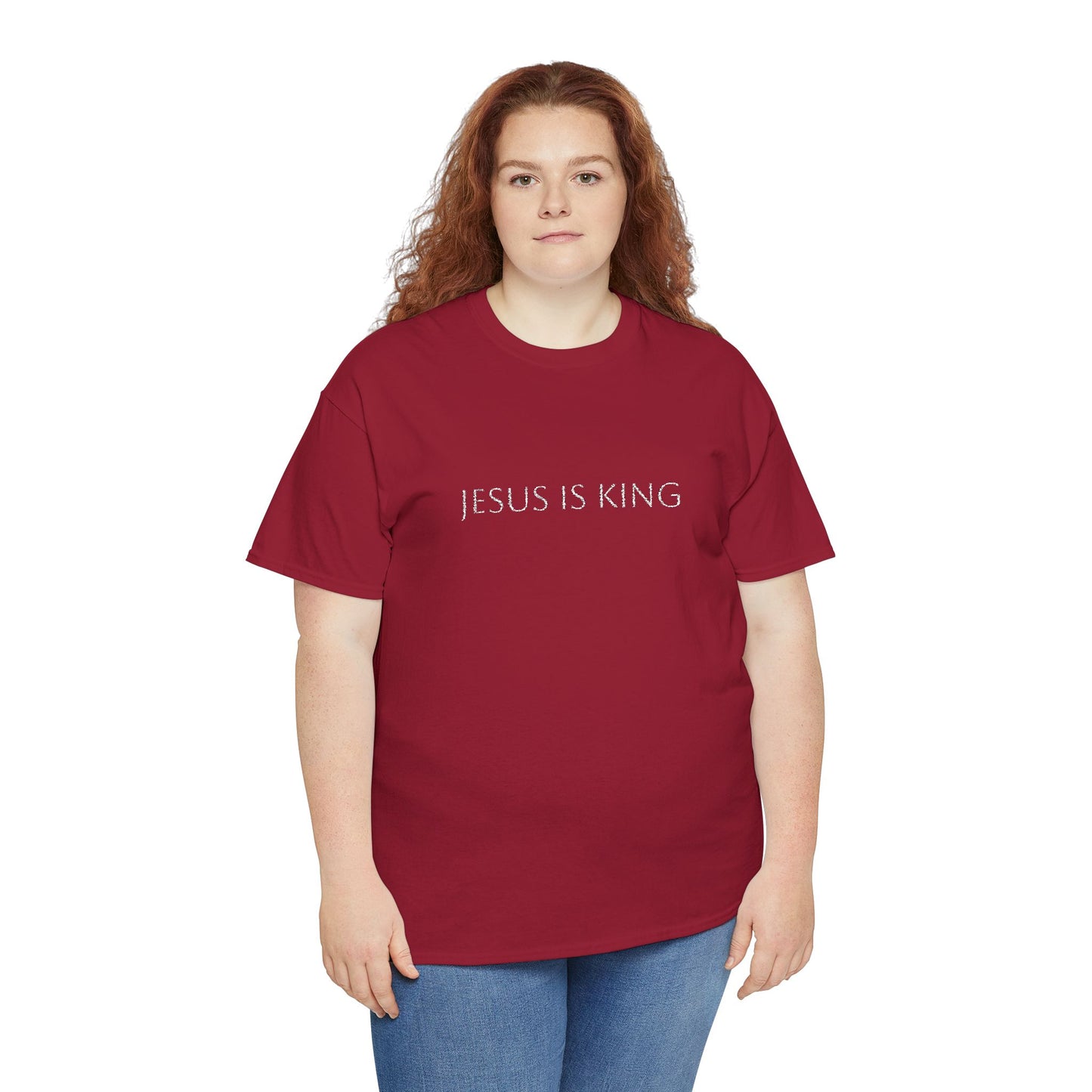Embroidered Jesus is King Unisex Cotton Tee, Inspirational T-Shirt, Christian Gift, Faith-Based Apparel, Casual Wear, Religious Statement Top