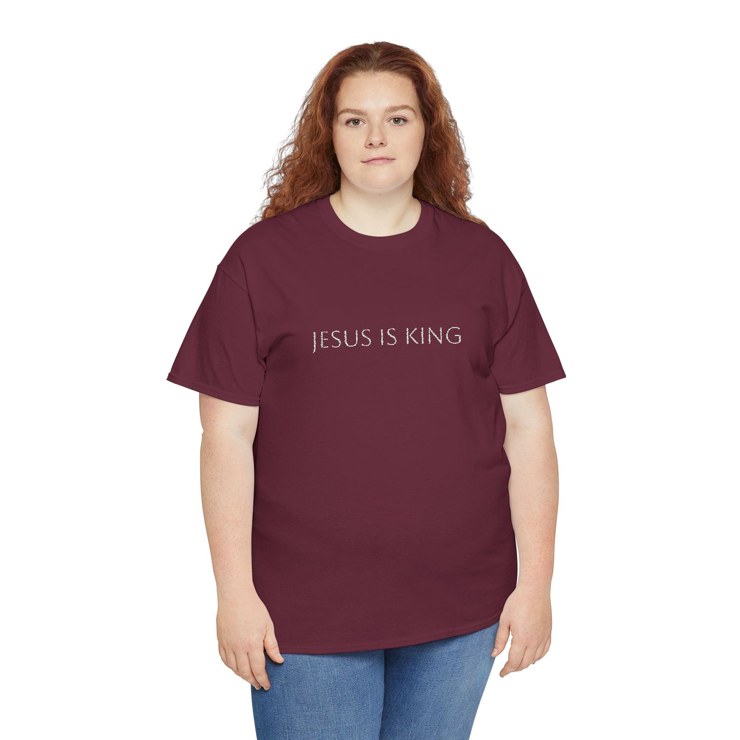 Embroidered Jesus is King Unisex Cotton Tee, Inspirational T-Shirt, Christian Gift, Faith-Based Apparel, Casual Wear, Religious Statement Top