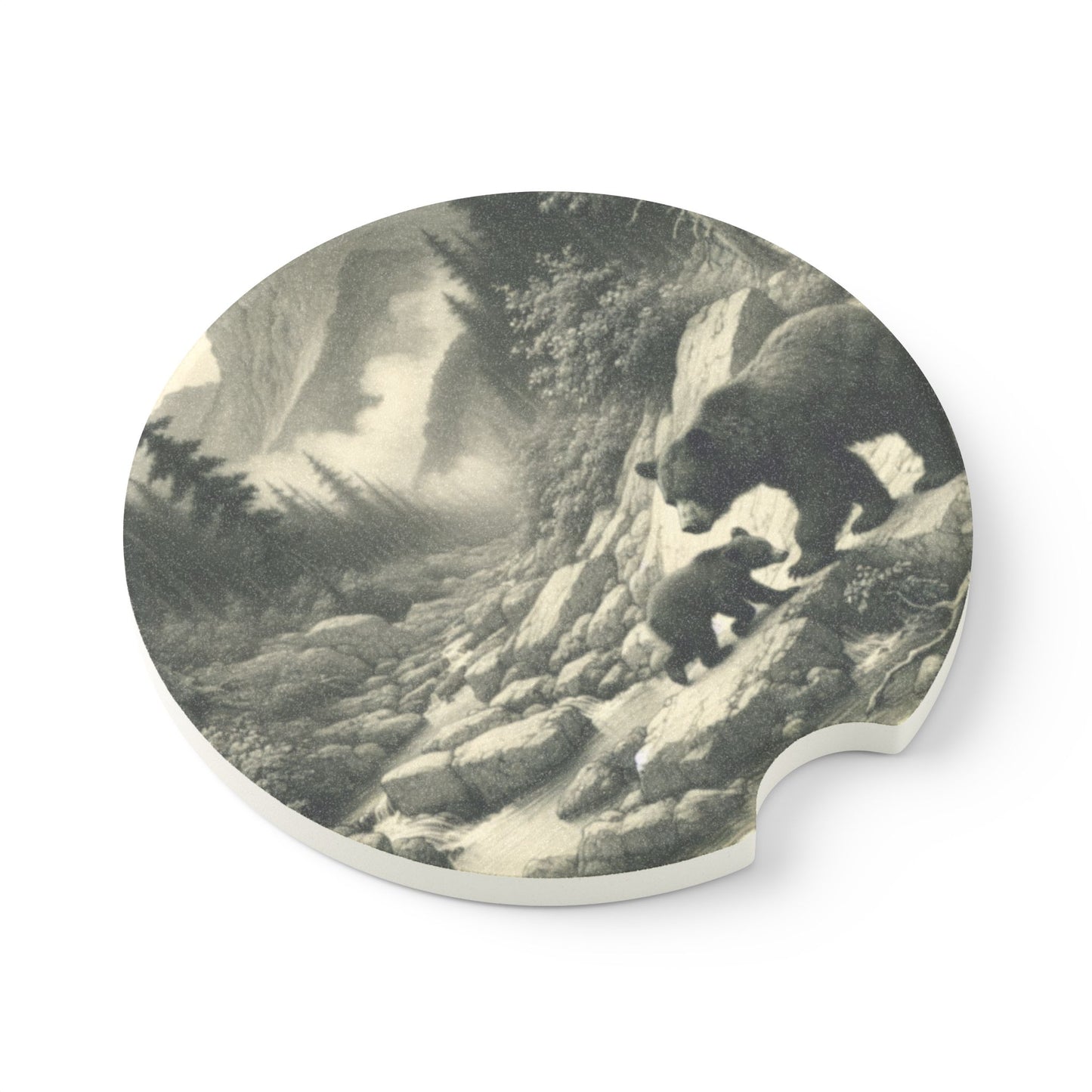 Bear Mountain Soapstone Car Coaster, Rustic Car Accessories, Gift for Him, Auto Decor, Nature Lover Coasters