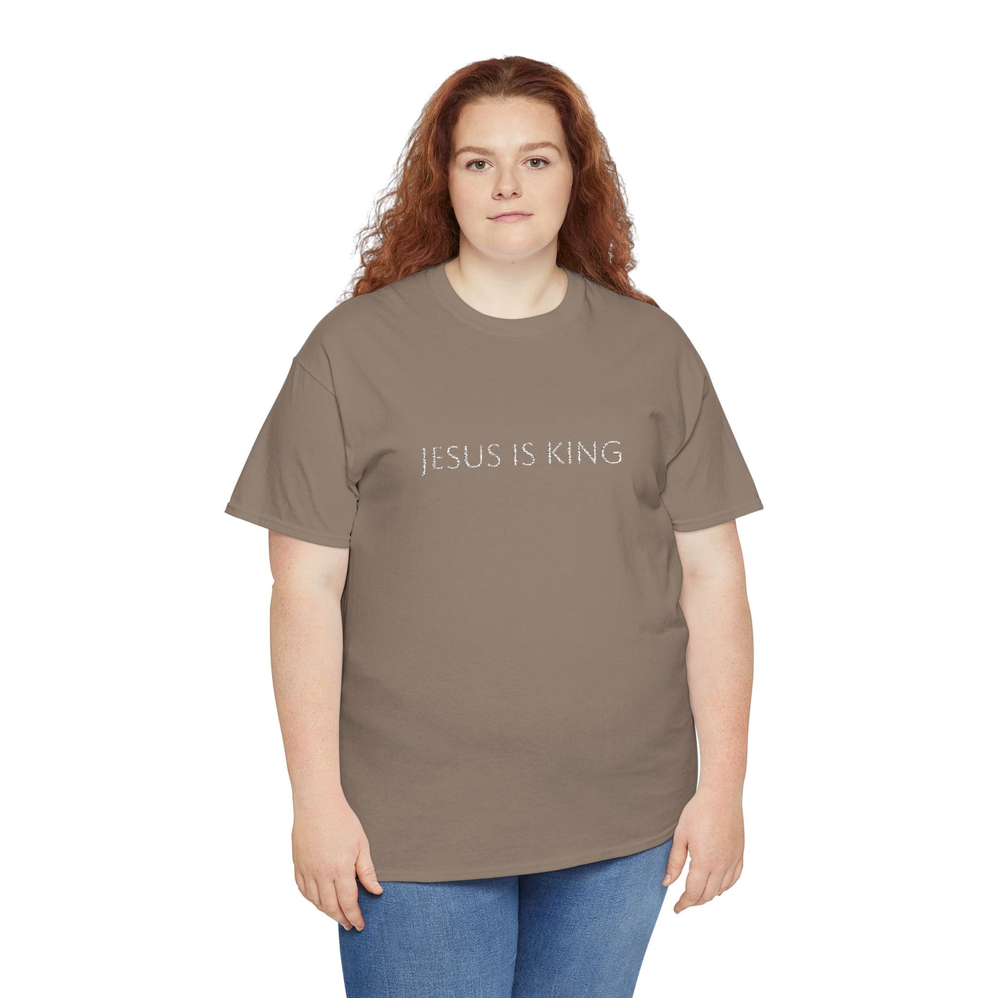 Embroidered Jesus is King Unisex Cotton Tee, Inspirational T-Shirt, Christian Gift, Faith-Based Apparel, Casual Wear, Religious Statement Top