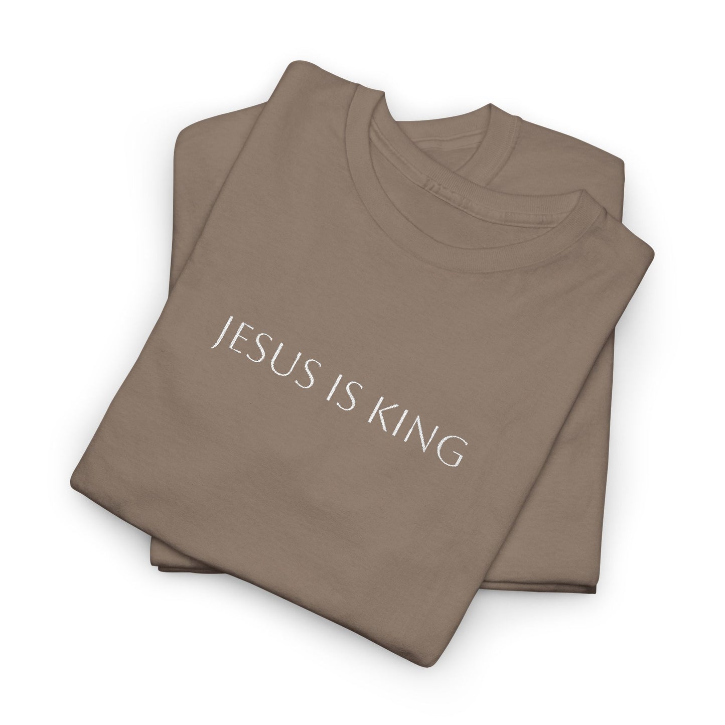 Embroidered Jesus is King Unisex Cotton Tee, Inspirational T-Shirt, Christian Gift, Faith-Based Apparel, Casual Wear, Religious Statement Top