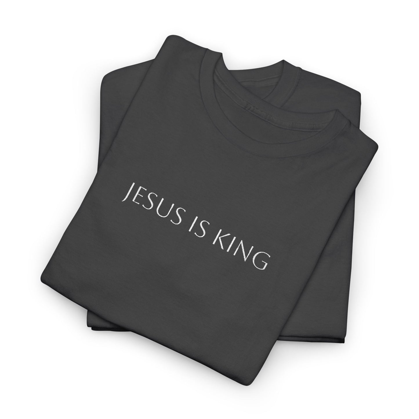 Embroidered Jesus is King Unisex Cotton Tee, Inspirational T-Shirt, Christian Gift, Faith-Based Apparel, Casual Wear, Religious Statement Top