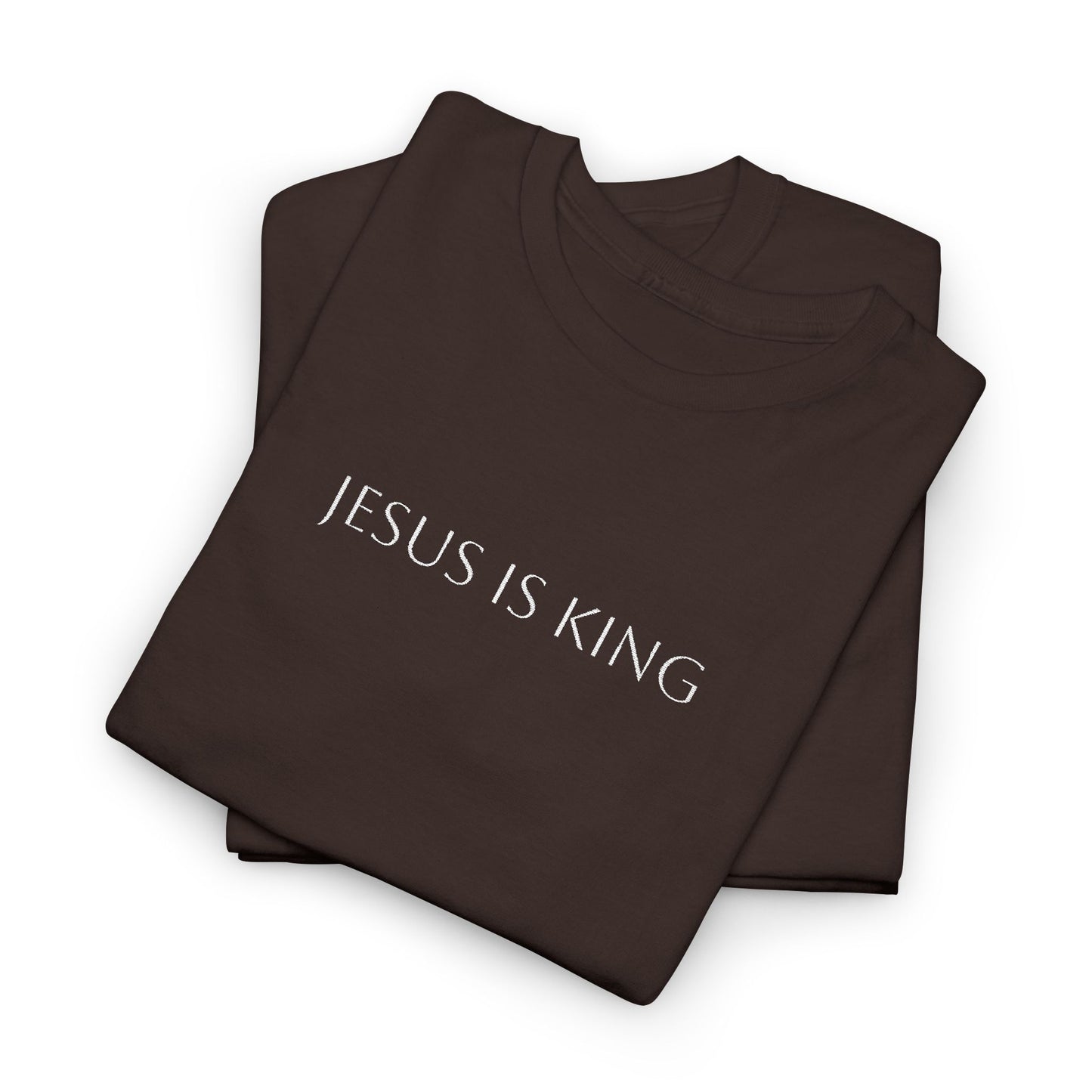 Embroidered Jesus is King Unisex Cotton Tee, Inspirational T-Shirt, Christian Gift, Faith-Based Apparel, Casual Wear, Religious Statement Top
