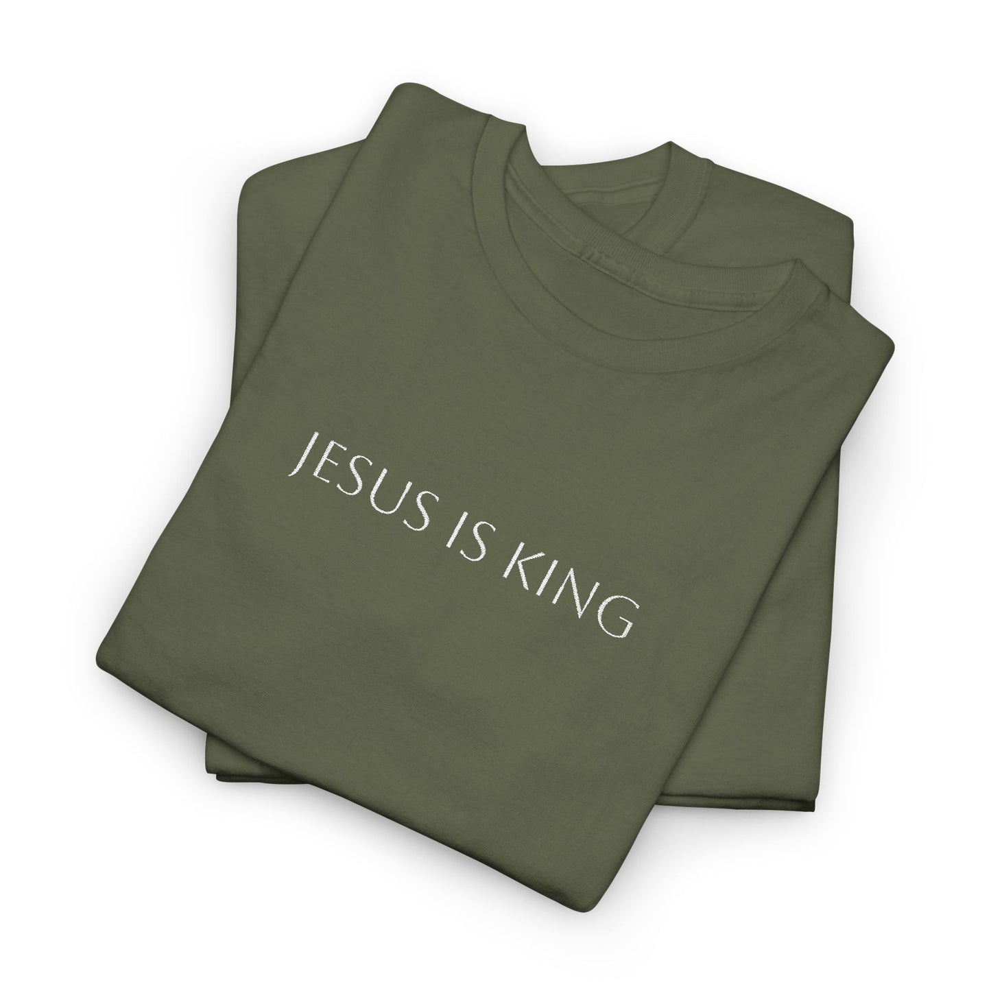 Embroidered Jesus is King Unisex Cotton Tee, Inspirational T-Shirt, Christian Gift, Faith-Based Apparel, Casual Wear, Religious Statement Top