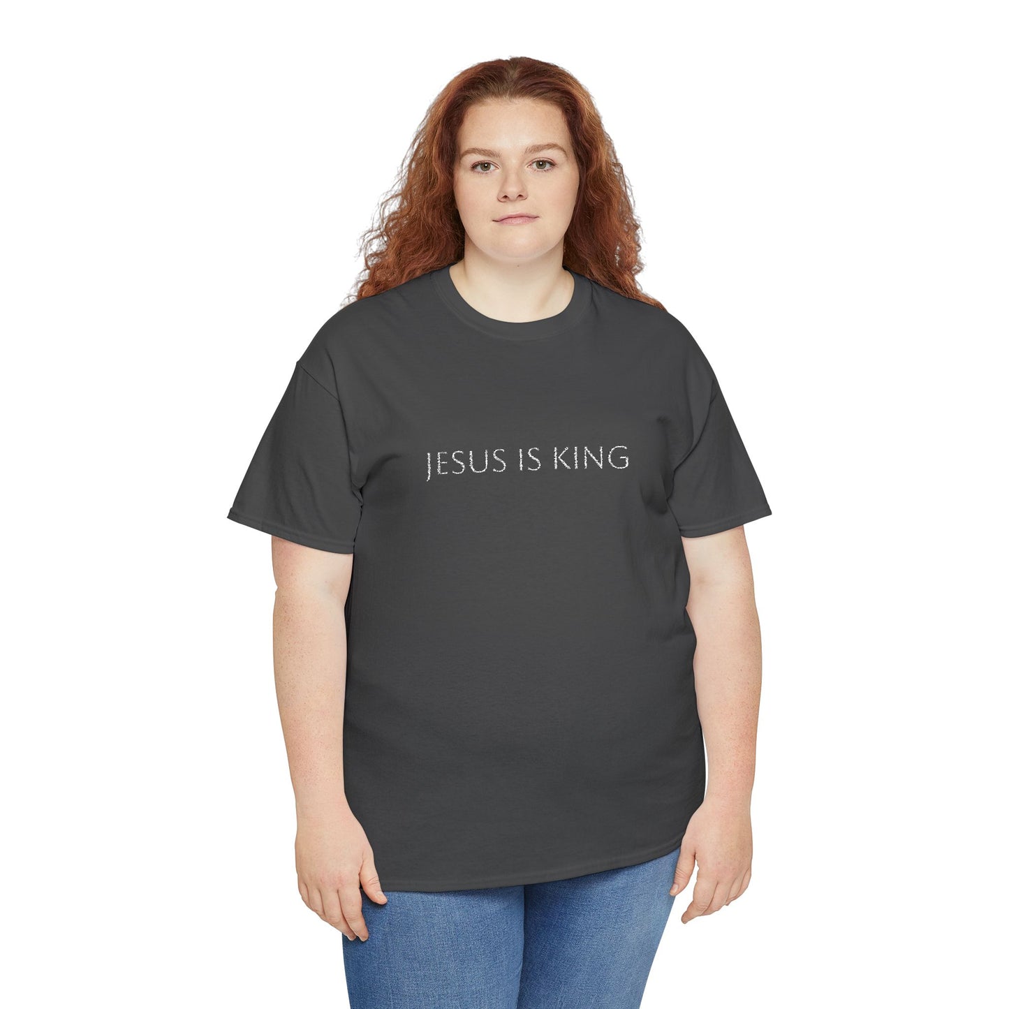 Embroidered Jesus is King Unisex Cotton Tee, Inspirational T-Shirt, Christian Gift, Faith-Based Apparel, Casual Wear, Religious Statement Top