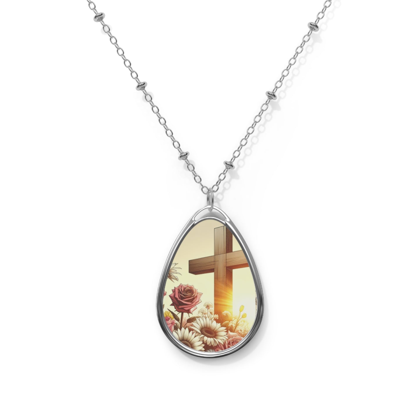 Cross and flowers Necklace