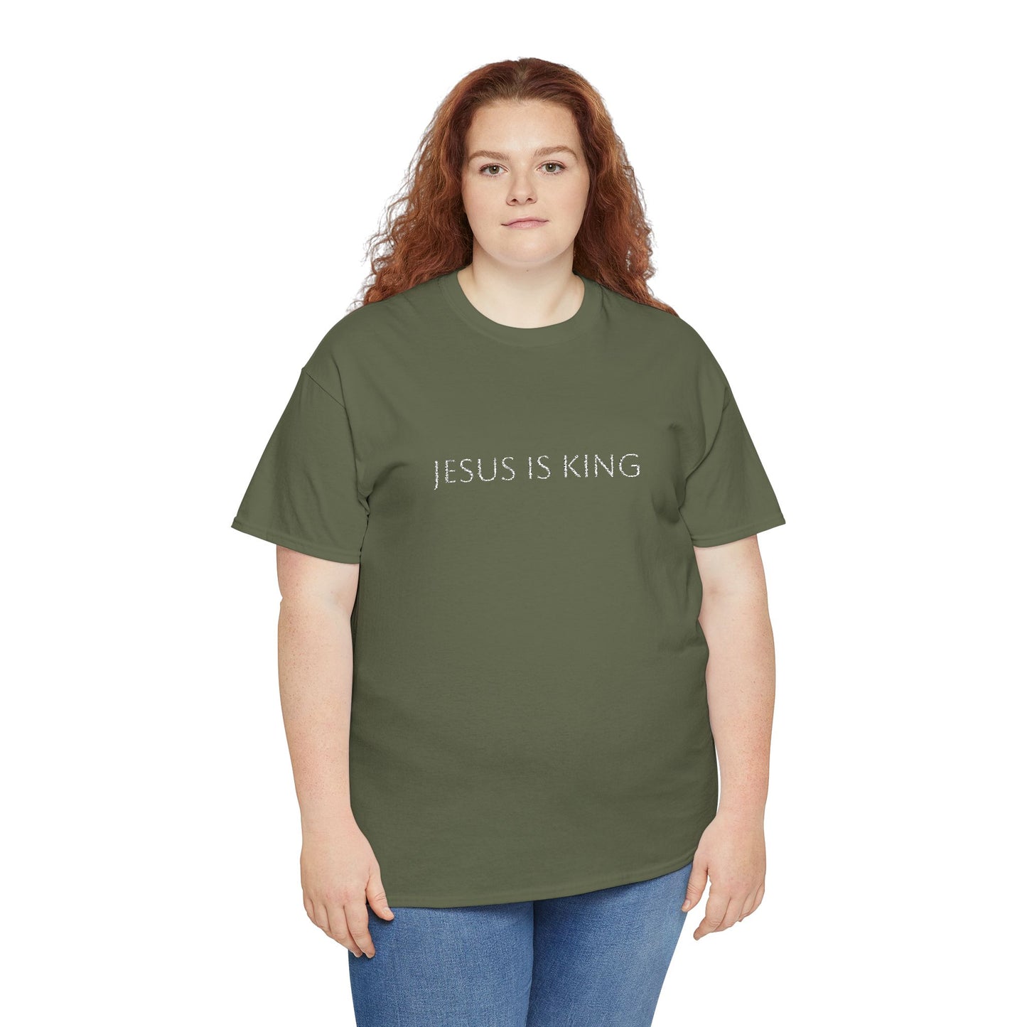 Embroidered Jesus is King Unisex Cotton Tee, Inspirational T-Shirt, Christian Gift, Faith-Based Apparel, Casual Wear, Religious Statement Top