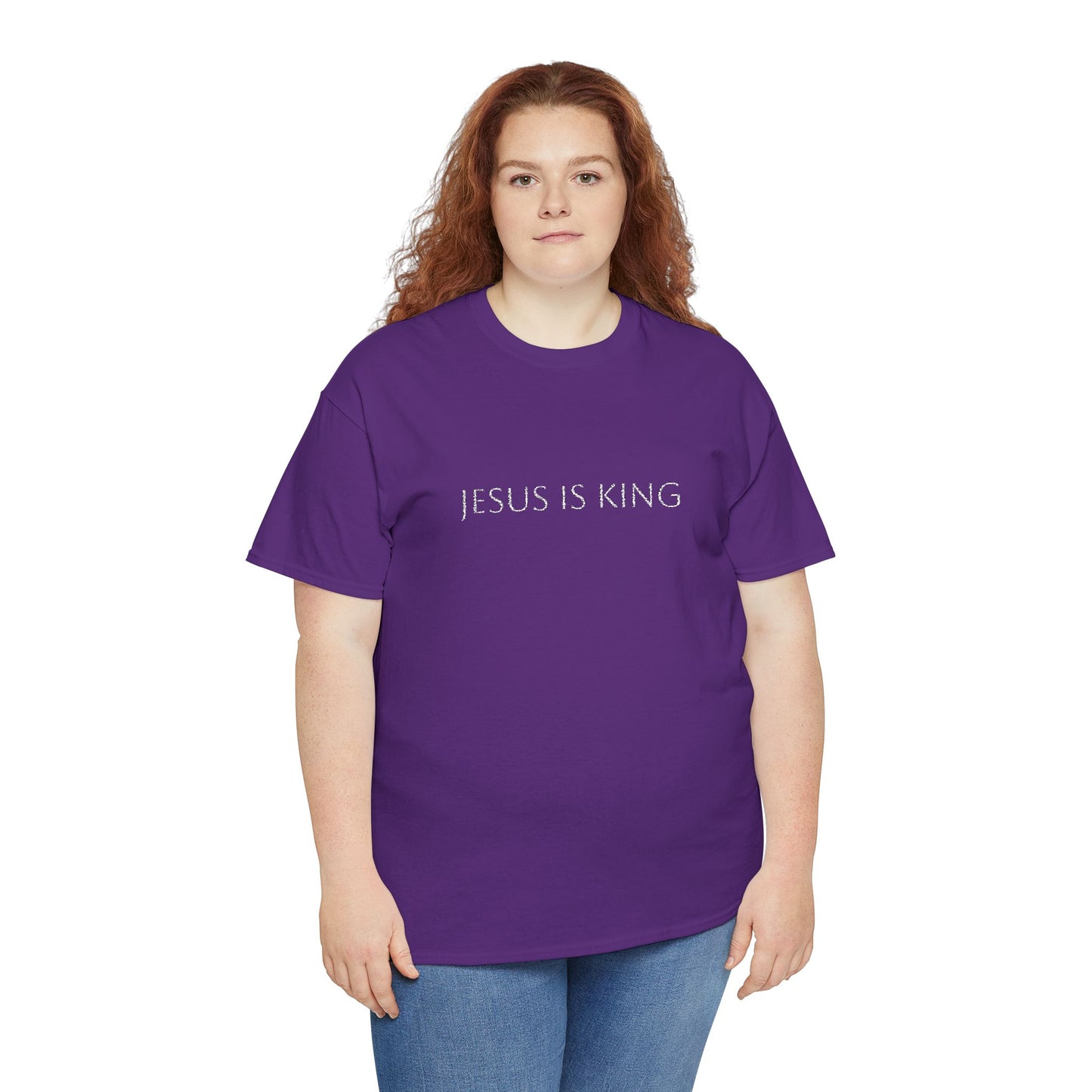 Embroidered Jesus is King Unisex Cotton Tee, Inspirational T-Shirt, Christian Gift, Faith-Based Apparel, Casual Wear, Religious Statement Top