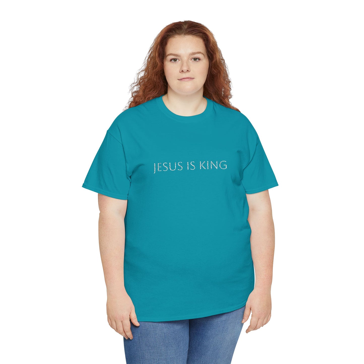 Embroidered Jesus is King Unisex Cotton Tee, Inspirational T-Shirt, Christian Gift, Faith-Based Apparel, Casual Wear, Religious Statement Top