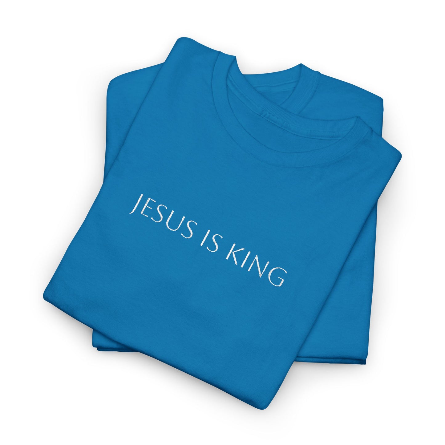 Embroidered Jesus is King Unisex Cotton Tee, Inspirational T-Shirt, Christian Gift, Faith-Based Apparel, Casual Wear, Religious Statement Top