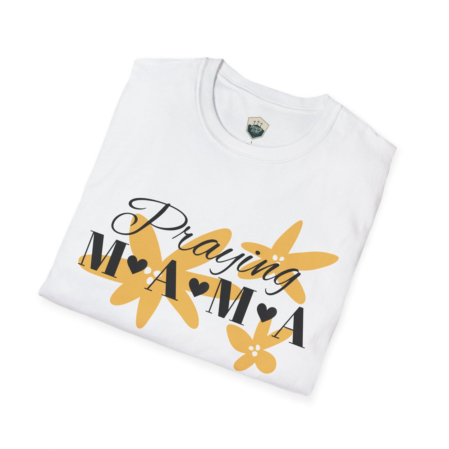 Praying Mama Unisex Softstyle T-Shirt | Comfortable Everyday Wear, Gifts for Moms, Mother's Day, Spiritual Apparel, Family Celebrations