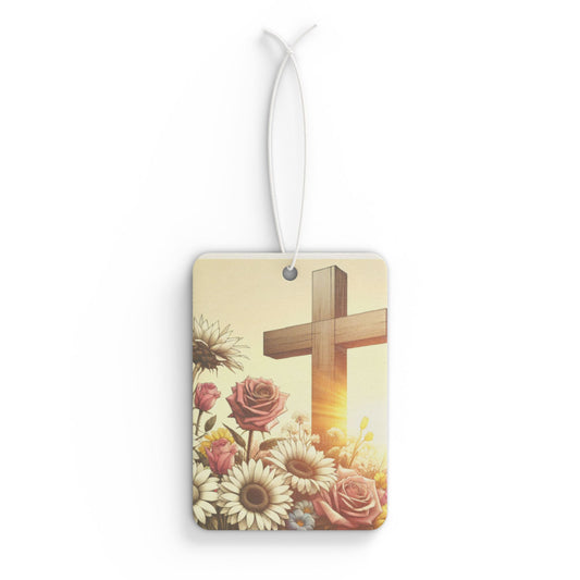 Floral Cross Car Air Freshener, Aromatherapy Tag, Christian Gift, Car Decoration, Flower Scent
