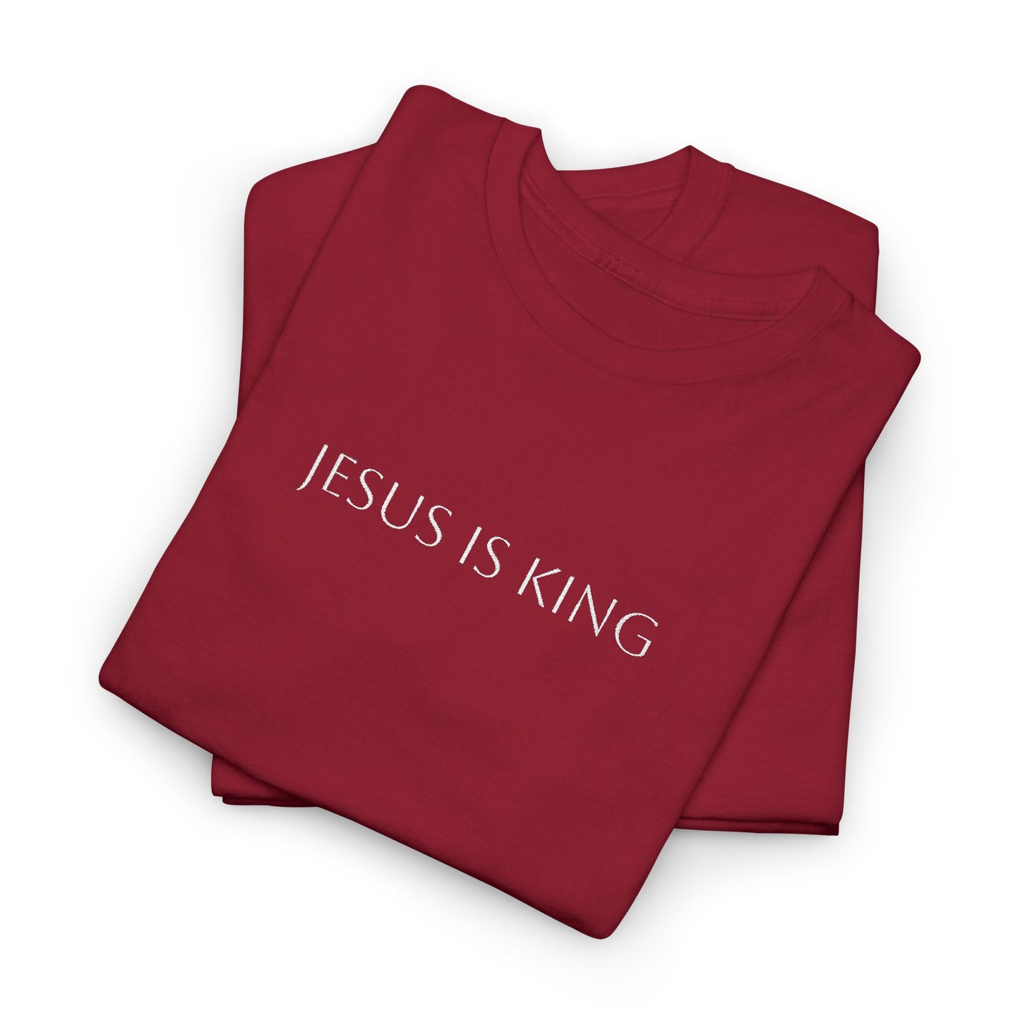 Embroidered Jesus is King Unisex Cotton Tee, Inspirational T-Shirt, Christian Gift, Faith-Based Apparel, Casual Wear, Religious Statement Top