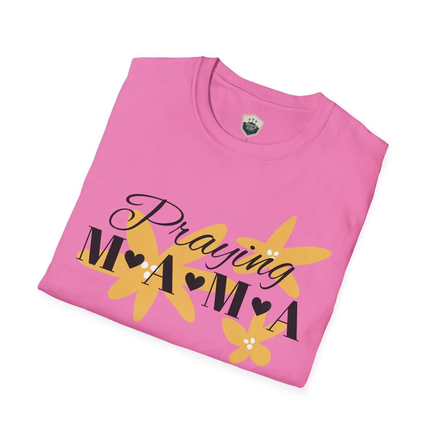Praying Mama Unisex Softstyle T-Shirt | Comfortable Everyday Wear, Gifts for Moms, Mother's Day, Spiritual Apparel, Family Celebrations