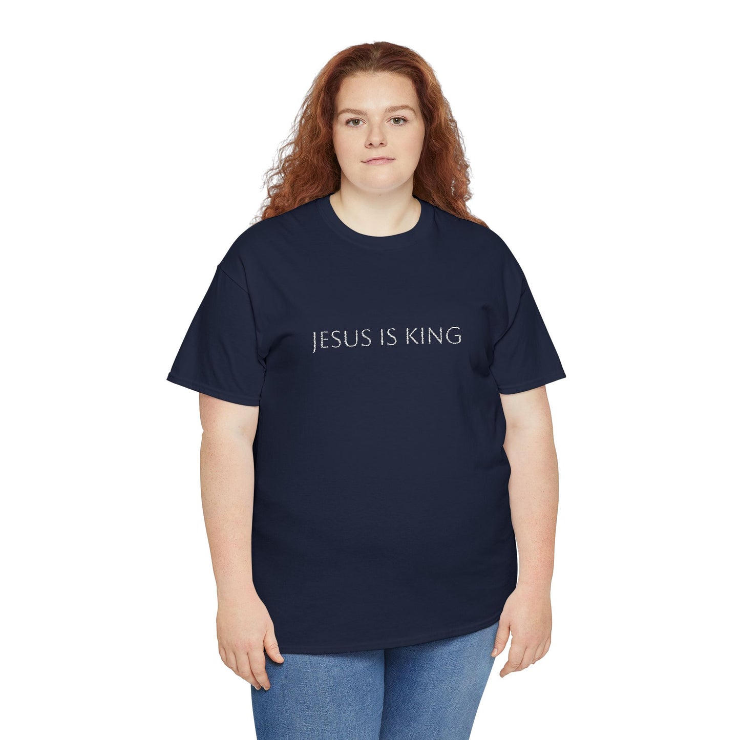 Embroidered Jesus is King Unisex Cotton Tee, Inspirational T-Shirt, Christian Gift, Faith-Based Apparel, Casual Wear, Religious Statement Top