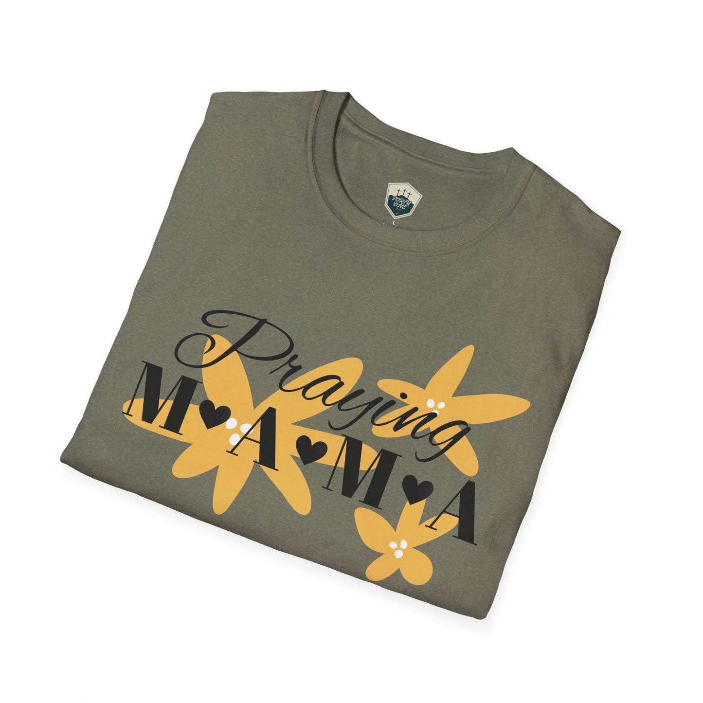 Praying Mama Unisex Softstyle T-Shirt | Comfortable Everyday Wear, Gifts for Moms, Mother's Day, Spiritual Apparel, Family Celebrations