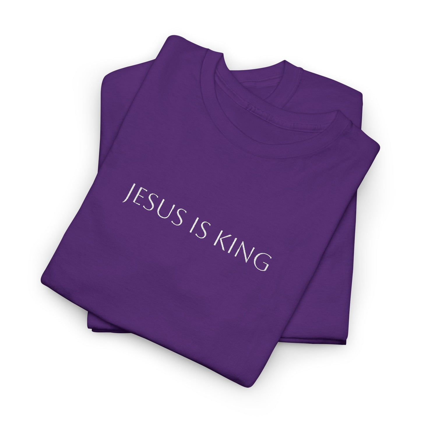 Embroidered Jesus is King Unisex Cotton Tee, Inspirational T-Shirt, Christian Gift, Faith-Based Apparel, Casual Wear, Religious Statement Top