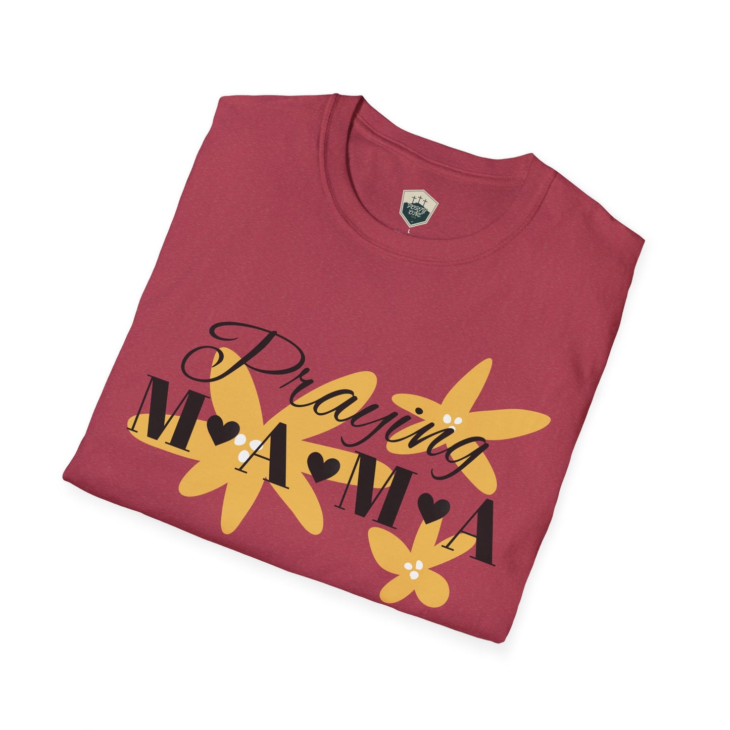 Praying Mama Unisex Softstyle T-Shirt | Comfortable Everyday Wear, Gifts for Moms, Mother's Day, Spiritual Apparel, Family Celebrations